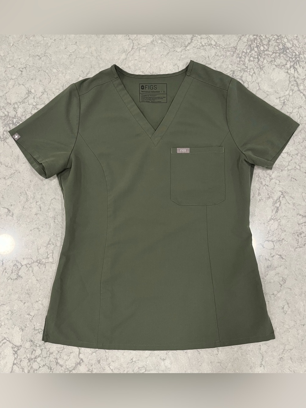 Olive Green Figs Short Sleeve Scrub Top
